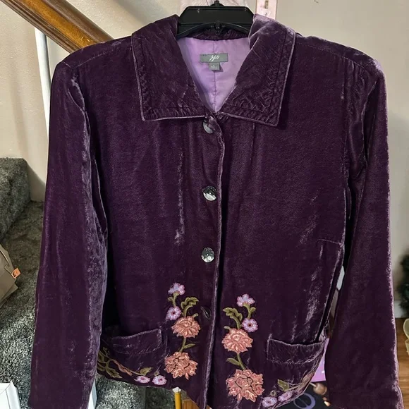 J Jill velvet purple shirt/jacket L - Picture 1 of 5